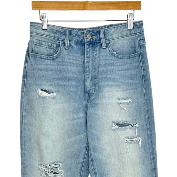 Vervet Womens Drew Distressed High Rise Jeans Sz 28 Cropped Light Wash Cotton - Picture 3 of 5